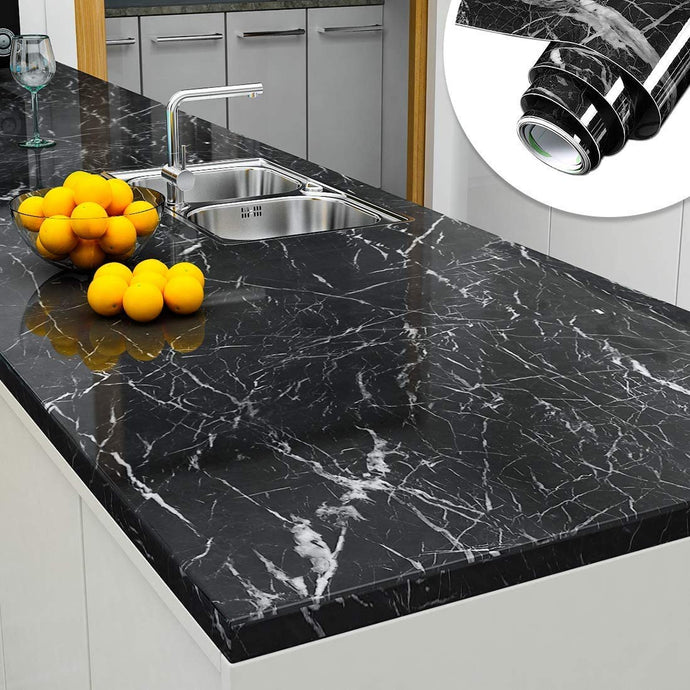 Self Adhesive Wallpaper Marble Stickers Waterproof Heat Resistant Kitchen Counter-tops Furniture Table Cupboard Wall Paper Marble Sheet (200x60cm)
