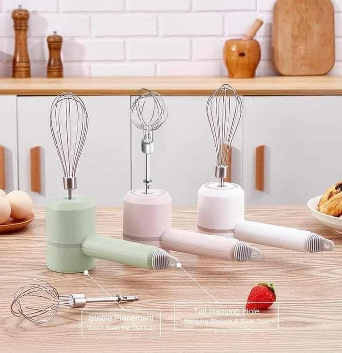 Electric Food Mixer USB Rechargeable Wireless Handheld Mixer Kitchen Dough Blender Egg Beater Portable Milk Frother Machine (Random Color)