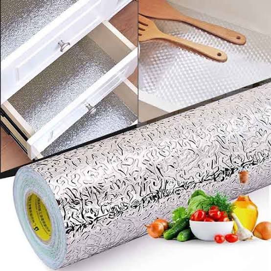 Self Adhesive Silver Aluminum Foil Sheet for Kitchen (60x200cm)