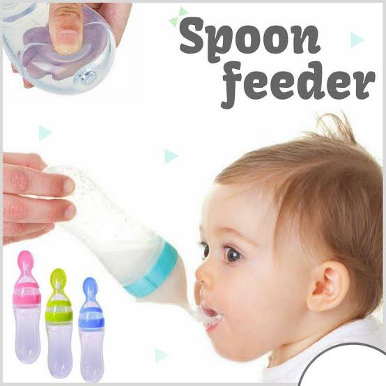 Baby Spoon Feeder Silicone Bottle Feeding (Random Color)