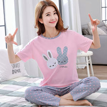 Load image into Gallery viewer, Sleeping Rabbits Printed Design Full Sleeves Round Neck Ladies Night Suit Comfortable Pajama Suit Printed Night Dress For Women &amp; Girls

