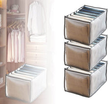 Load image into Gallery viewer, 7 Grids Washable Wardrobe Clothes Organizer, Jeans Compartment Storage Box, Clothes Drawer Mesh Separation Box, Portable Foldable Closet

