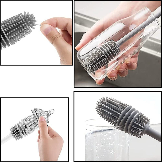 Silicone Bottle Cleaning Brush with Long Handle for Milk Bottle Washer for Water Bottles Tumblers Thermos Cup Cleaner