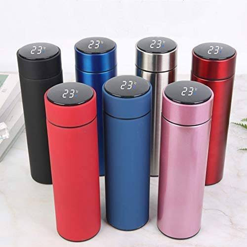 (50 Pcs Ctn) Temperature Display Indicator Insulated Stainless Steel Hot & Cold Flask Bottle - Mix Color