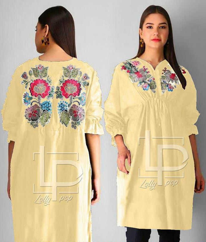 Front & Back Embroidered Stitched Kurti