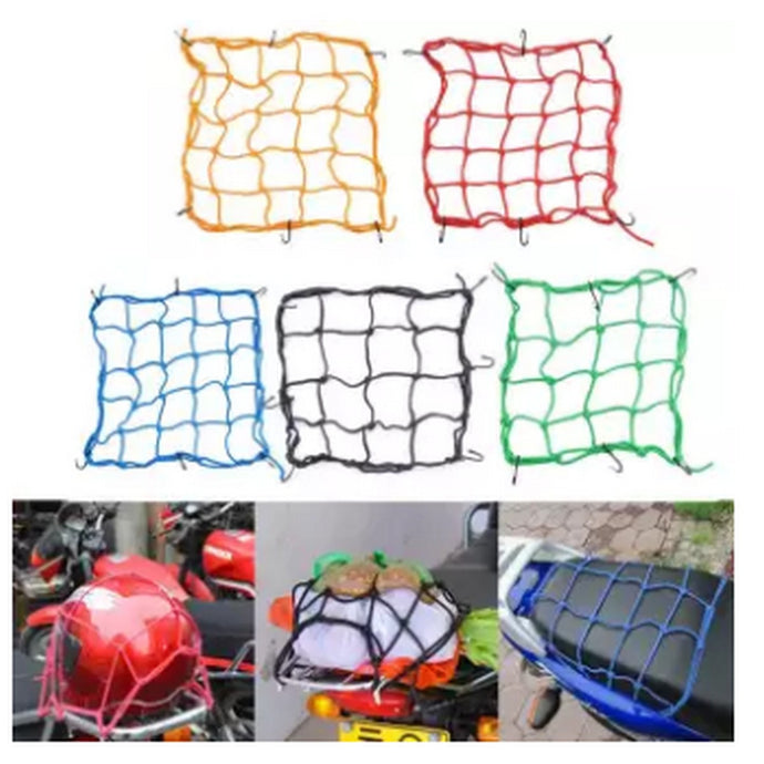 Motorcycle Bike Helmet & Lugguge Tuck Net Elastic String Bag Cargo Cover Seat Net 6 Hooks