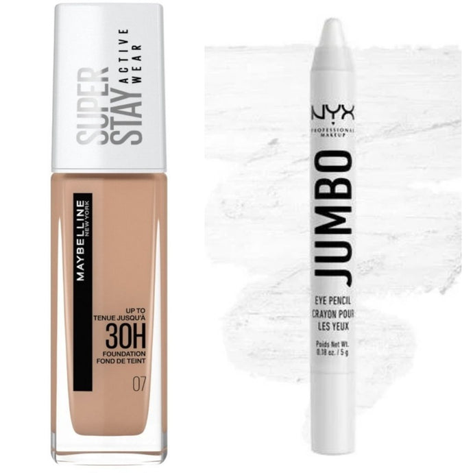 Maybelline Super Stay Foundation 30H CLASSIC NUDE + NYX Jumbo Pencil MILK