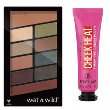 Load image into Gallery viewer, Wet n Wild Color Icon Eyeshadow 10 Pan Palette- Comfort Zone &amp; Maybelline Cheek Heat Blush BERRY FLAME
