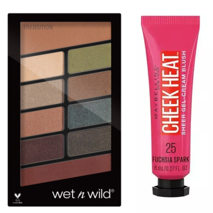 Wet n Wild Color Icon Eyeshadow 10 Pan Palette- Comfort Zone & Maybelline Cheek Heat Blush FUCHSIA SPARK