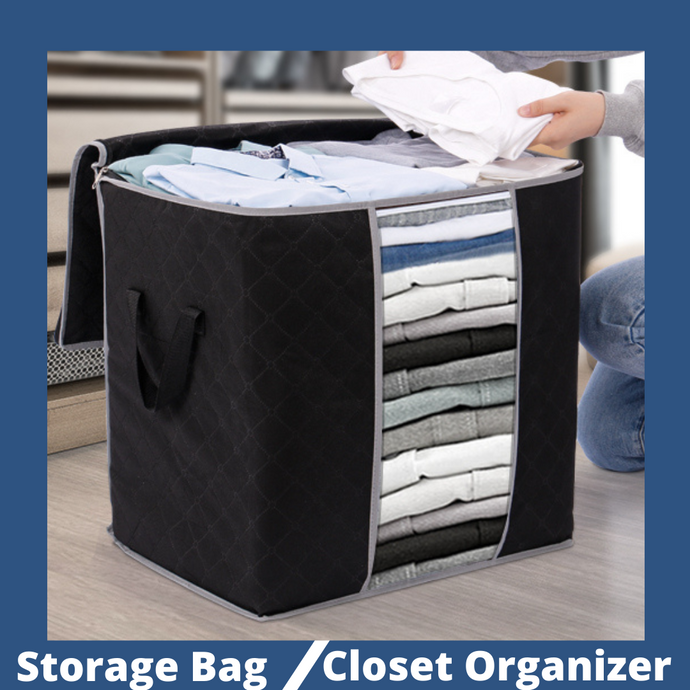 110 GSM Foldable Zipper Storage Bag Fabric Organiser with Reinforced Handles