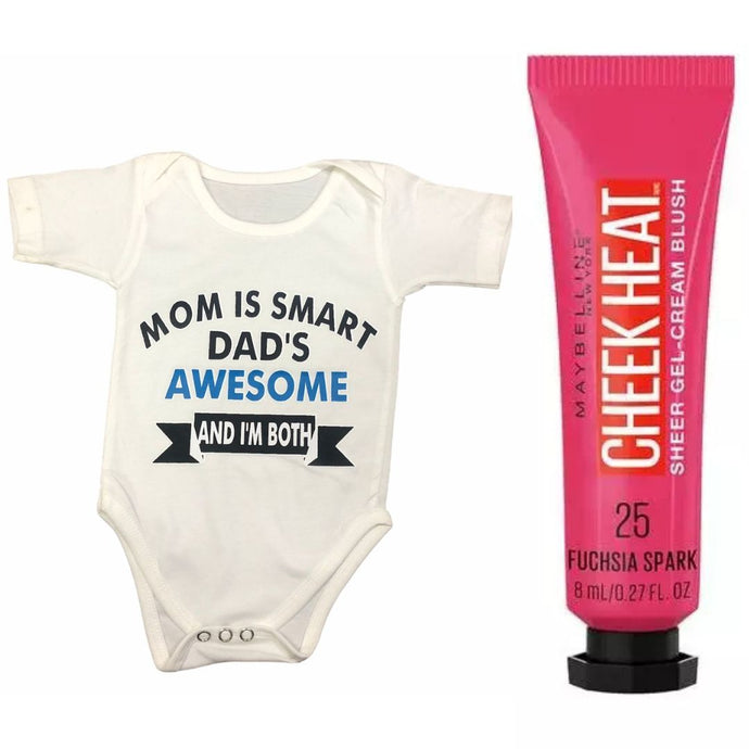 Baby Romper UNISEX 0-3 Months & Maybelline Cheek Heat Blush FUCHSIA SPARK