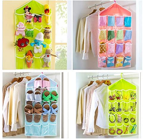 16 Pocket Closet Over Door Wall Hanging Storage Organizer Bag (Random Color)