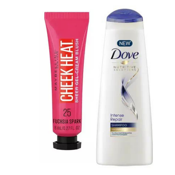 Maybelline Cheek Heat Blush FUCHSIA SPARK & Dove Shampoo 250 ml-INTENSE REPAIR