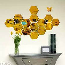 Load image into Gallery viewer, 19 Pc Set Hexagon Shape Acrylic Mirror Wall Stickers Silver | Golden
