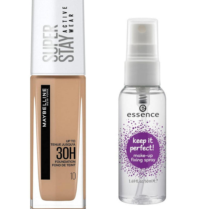 Maybelline Super Stay Foundation 30H IVORY 10  + Essence Keep It Perfect Setting Spray