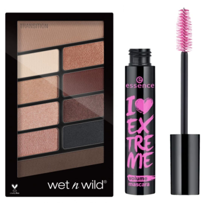 Wet n Wild Color Icon Eyeshadow 10 Pan Palette - Nude Awakening & Essence Mascara I LOVE EXTREME