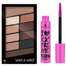 Load image into Gallery viewer, Wet n Wild Color Icon Eyeshadow 10 Pan Palette - Nude Awakening &amp; Essence Mascara I LOVE EXTREME
