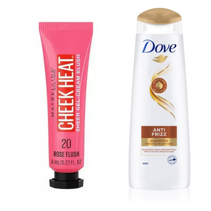 Maybelline Cheek Heat Blush ROSE FLUSH & Dove Shampoo 250 ml-ANTI FRIZZ