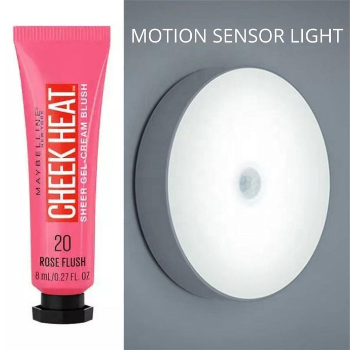 Maybelline Cheek Heat Blush ROSE FLUSH + LED Motion Sensor Light