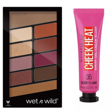 Load image into Gallery viewer, Wet n Wild Color Icon Eyeshadow 10 Pan Palette - Rose In The Air &amp; Maybelline Cheek Heat Blush BERRY FLAME
