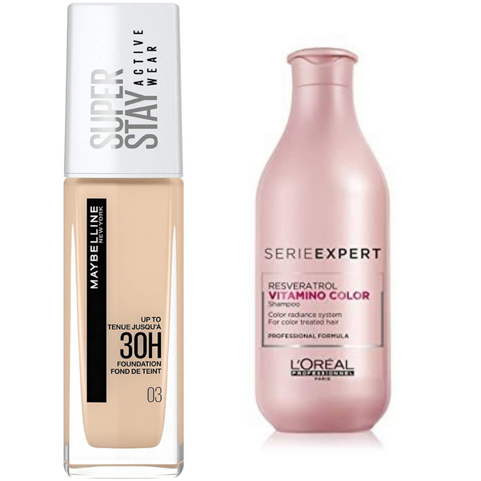 BUNDLE OFFER- Loreal Serie Expert Vitamino Color Shampoo + Maybelline Super Stay Foundation TRUE IVORY 03