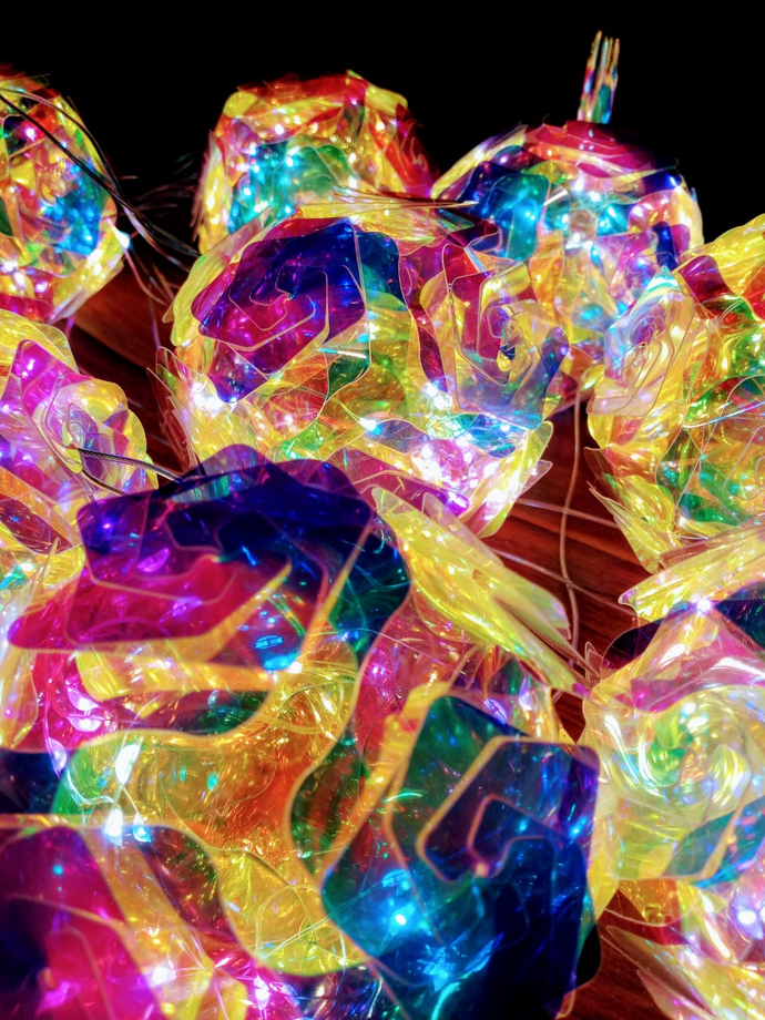 ( 16 Pcs ) Multi Crystal Flower Balls Fairy Light